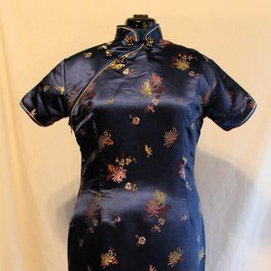 Long Cheongsam satin dress